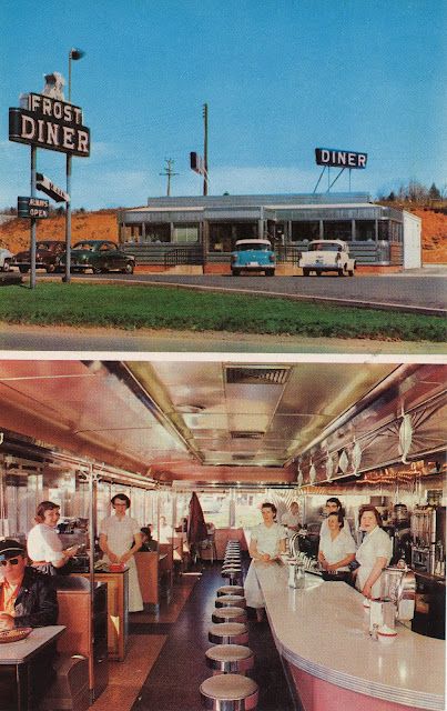 Frost Diner. 1955. Corner Restaurant, Warrenton Virginia, Eureka California, 1950s Diner, Restaurant Vintage, Diner Restaurant, Vintage Diner, Retro Diner, American Diner