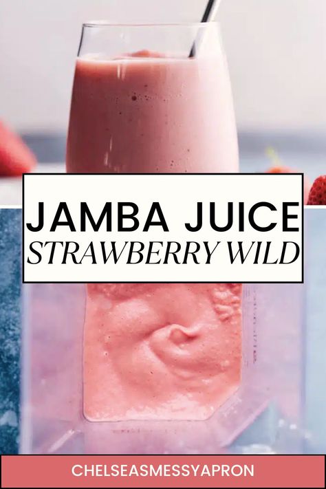 Jamba Juice® Strawberry Wild is a smoothie shop copycat recipe made with apple juice, frozen fruit, ice, and frozen vanilla yogurt. Smoothie Recipes Jamba Juice, Strawberry Wild Jamba Juice Recipe, Copycat Jamba Juice Smoothies, Strawberries Wild Jamba Juice Recipe, Jamba Juice Recipes Copycat, Jamba Juice Recipes, Jamba Juice Smoothies, Fun Hacks, Aesthetic Drink