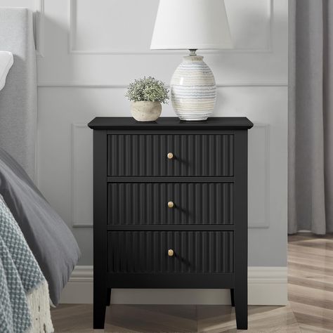 PRICES MAY VARY. [🛏️Stylish and Functional Wood Nightstand] Complete your bedroom, living room, or sofa couch with the OCANDO nightstand. This nightstand not only keeps your items organized but also adds a touch of elegance to your room. With its sturdy wood construction and size of 13.8"D x 18.9"W x 24.2"H, it is both stylish and functional. [🔦Reliable Structure Design for Long-lasting Use] Rest assured knowing that the OCANDO nightstand is built with a strong structure design. This ensures i Modern Bedroom Storage, Bedroom Storage Cabinets, 3 Drawer Bedside Table, Black Nightstand, Black Bedside Table, Drawer Bedside Table, Side End Table, Storage Furniture Bedroom, Black Side Table