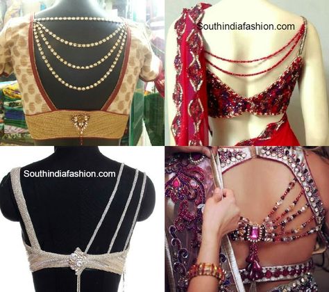 Stylish jeweled saree blouse designs embellished with stones and bead chains on the back. Related PostsBlouse Back Neck PatternsBoat Neck Fully Embroidered BlouseThread Work Designer BlouseLatest Fashionable Saree Blouse Designs Wedding Sari Blouse Designs Latest, Saree Pleats, Mahadev Art, Wedding Blouses, Fashionable Saree Blouse Designs, Lehenga Blouse Designs, Sari Blouse Designs, Indian Saree Blouses Designs, Blouse Designs Indian