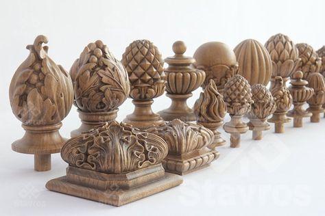 Oak Newel Post, Newel Post Caps, Staircase Decor, Wooden Posts, Newel Posts, Post Cap, Acanthus Leaf, Empire Style, Hand Carved Wood