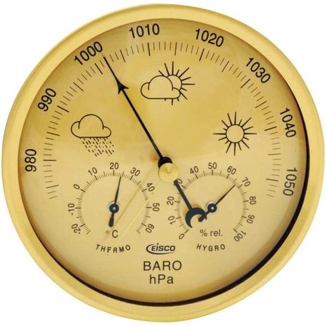 Economically priced, this 3-in-1 weather station features a thermometer (°C), barometer and hygrometer. Measures 5.12˝ diameter. Science Equipment, Nice Face, Math Stem, Weather Data, Weather Instruments, Woodworking Inspiration, Clock Wall, Barometer, Weather Station