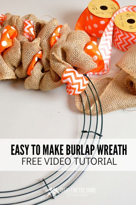 Diy Burlap Wreath, Easy Burlap Wreath, Ribbon Wreath Diy, Burlap Wreath Tutorial, Burlap Wreath Diy, Custom Wreath, Deco Mesh Wreaths Diy, Mesh Wreath Tutorial, Holiday Wreaths Diy