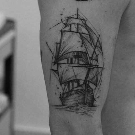 Ship Tattoo Ideas, Shipwreck Tattoo, Sextant Tattoo, 26 Tattoo, Pirate Ship Tattoos, Pirate Ship Tattoo, Sailboat Tattoo, Boat Tattoo, Pirate Tattoo