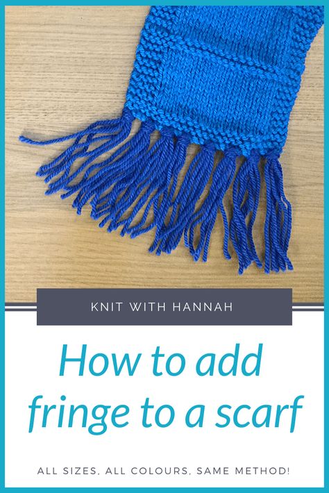 How To Add Fringe To A Scarf Sometimes your scarf needs a little something extra. And that's what you can add with this video tutorial. We'll be finishing your scarf with a flourish and a fringe! I'll show you lots of options too, more colours, same colours, more fringe, thinner fringe, all sorts! How To Add Fringe To A Scarf, How To Make Fringe On A Scarf, How To Add Tassels To A Scarf, Small Crochet Items, How To Crochet A Scarf, Types Of Knitting Stitches, Crochet A Scarf, Types Of Knitting, Bow Crochet