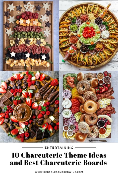 10 Charcuterie Theme Ideas and Best Charcuterie Boards - Red Soles and Red Wine Charcuterie Board Pizza Theme, Fun Charcuterie Boards, Alcohol Charcuterie Board Ideas, Gluten Free Charcuterie Board Ideas, Charquetery Board Ideas, Graduation Charcuterie Board Ideas, Cocktail Charcuterie Board, Creative Charcuterie Board Ideas, Graduation Charcuterie Board