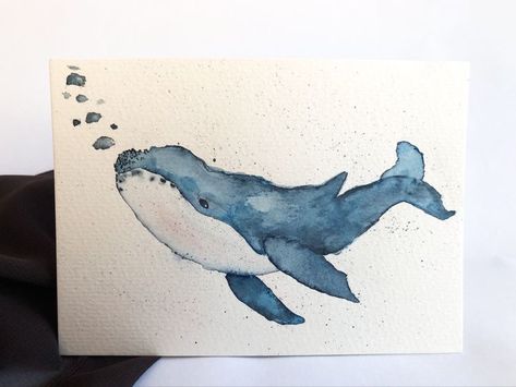 Whale Painting Acrylic Easy, Whale Painting, Watercolor Whale, Watercolor Paintings For Beginners, Watercolor Paintings Easy, Canvas Painting Designs, Cute Paintings, Watercolor Flower Art, Watercolor Art Lessons