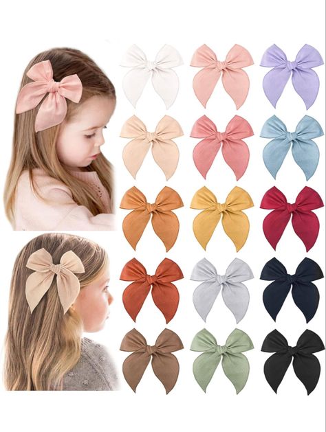 Pack of 15 Fable Girls Hair Bows Cotton Linen Alligator Hair Clips or Little Girls Toddlers Kids Neutral Handmade Hair Accessories Baby Bow Clips, Big Hair Bows, Iron Accessories, Hair Accessories Clips, Handmade Hair Accessories, Hair Clips Girls