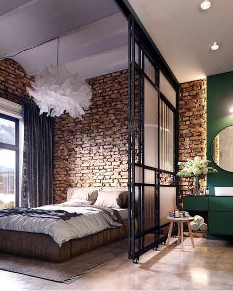 Idea Bilik Tidur, Reka Bentuk Bilik Tidur, Design Ložnic, Loft Inspiration, Hiasan Bilik Tidur, Studio Apartment Design, Studio Apartment Divider, Loft Interior, Deco Studio