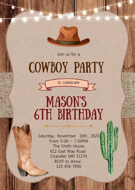 Customize 75,320+ Event Flyer Templates | PosterMyWall Cowboy Birthday Party Invitations, Cowboy Party Invitations, Cowgirl Birthday Party Invitations, Cowgirl Birthday Invitations, Cowboy Invitations Birthday, Cowgirl Invitations, Western Invitations, Cowboy Invitations, Western Birthday Party