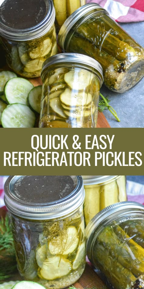 Refrigerator pickles are so crisp and full of garlic and dill flavor – I promise if you make them, you’ll never want to buy a jar at the store again! Enjoy these pickles with a sandwich, in salads, on top of hamburgers, or by themselves as they make a super healthy and easy homemade snack. #pickles #side #picklesrecipe How To Make Pickles Without Canning, One Jar Dill Pickle Recipe, Refrigerator Pickles With Pickling Spice, Refrigerator Pickles With Dill Seed, Simple Refrigerator Pickles, Sour Pickles Homemade Easy, 3 Day Pickles, Easy Pickle Recipes Refrigerators, Canning Refrigerator Pickles