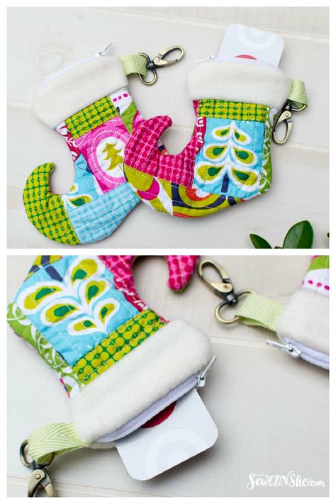 Sew A Christmas Stocking, Decorate Your House For Christmas, Zipper Pouch Ideas, Holiday Sewing Projects, Christmas Sewing Crafts, Sew Can She, Pouch Ideas, Free Gift Cards Online, Holiday Sewing