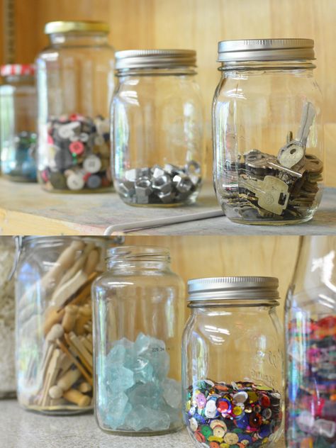 Loose Parts Organization, Tinkering Station, Reggio Atelier, Tinkering Space, Jar Organization, Makerspace Design, Tinker Box, Meri Cherry, Reggio Emilia Classroom