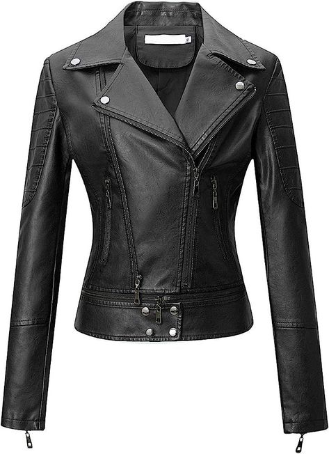 Tanming Women's Faux Leather Moto Biker Short Coat Jacket | Amazon (US) Faux Leather Jacket Women, Rock Style Outfits, Suede Outfit, Leather Jacket Women, Green Leather Jackets, Black Leather Coat, Leather Jacket With Hood, Rock Outfit, Leather Jacket Style