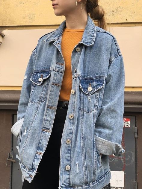 Oversized Jacket Outfit, Feminine Casual, Outfit Retro, Jean Jacket Outfits, Tailored Clothes, Streetstyle Fashion, Fashionista Clothes, Causual Outfits, Denim Jacket Women