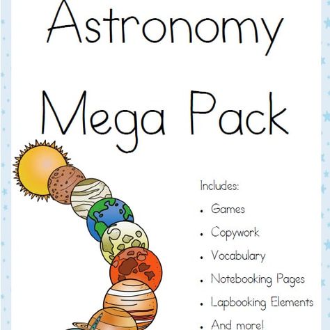 Free Astronomy Mega Pack - Year Round Homeschooling Outer Space Homeschool, Solar System Unit Study, Homeschool Astronomy, Apologia Astronomy, Solar System Unit, Planets And Stars, Space Unit, Space Activities, Earth And Space Science