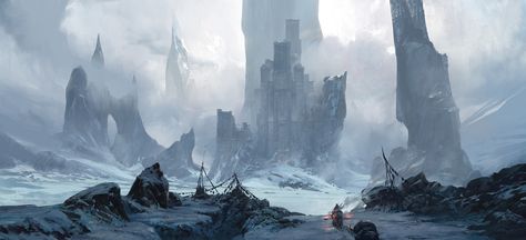 ArtStation - Fortress, Krystian Biskup Snow Fortress, Fantasy Snow, Fantasy Concept, Castle Art, Art Album, Landscape Concept, Art Watch, Fantasy Castle, Matte Painting