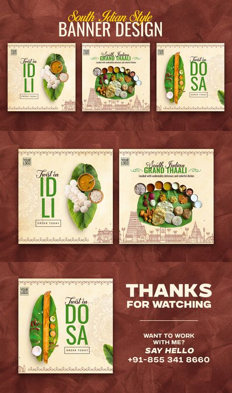 Vishal Bomale on Behance South Indian Menu Design, South Indian Food Creative Ads, Aesthetic Menu Design, Digital Banner Design, Indian Branding, Creative Menu Design, Indian Logo Design, Food Banner Design, Jeremiah 2911