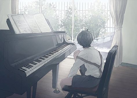 get better at piano || incomplete 🚫 Piano Anime Aesthetic, Aesthetic Piano, Piano Aesthetic, Piano Playing, Piano Art, Anime Male, Ghost In The Machine, Music Artwork, Playing Piano