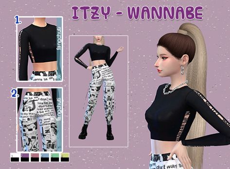 Itzy Sims 4 Cc, Sims 4 Cc Kpop Clothes, Sims 4 Kpop Cc, Sims Shoes, Pretty Sims, Itzy Wannabe, Mods Sims 4, Sims Clothes, Play Sims 4