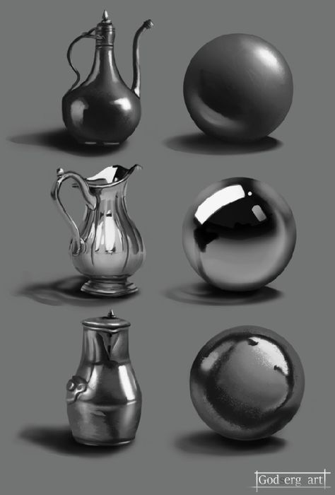 Material Reference, Metal Drawing, Fruits Drawing, Digital Painting Techniques, Texture Drawing, Object Drawing, Shiny Objects, Digital Painting Tutorials, Metal Texture