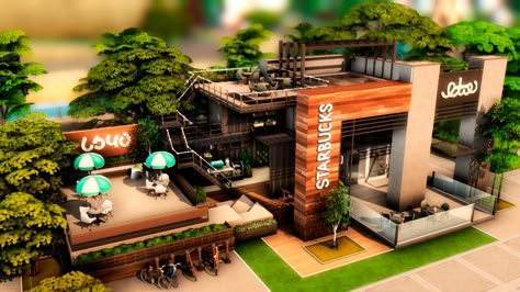 Sims4 Cafe Build, Sims 4 House Mods, Sims Cafe, Lots Sims 4, Sims 4 Cafe, Mods Sims 4, Sims 4 House, Modern Coffee Shop, Cc Mods