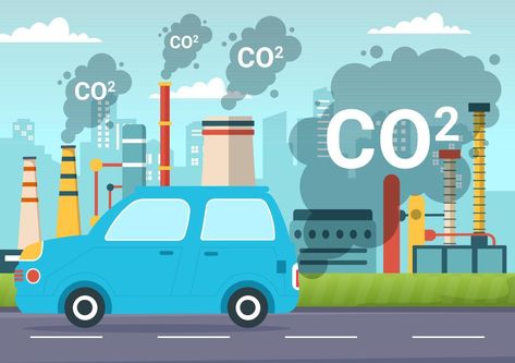 Carbon Dioxide or CO2 Illustration to Save Planet Earth from Climate Change as a Result of Factory and Vehicle Pollution in Hand Drawn Templates Carbon Dioxide Illustration, Save Planet, Save Planet Earth, Traffic Congestion, Cartoon Clip, Neon Backgrounds, Carbon Dioxide, Air Pollution, Cartoon Clip Art