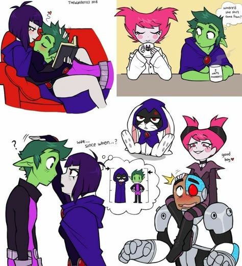 Teen Titans Raven, Teen Titans Love, Raven Beast Boy, Original Teen Titans, Teen Titans Fanart, Teen Titan, Raven Teen Titans, Dc Comics Artwork, Beast Boy