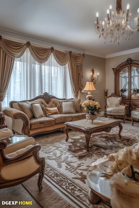 Art Nouveau Living Room, Cozy Living Room Furniture, Lavish Living Room, Classic Furniture Living Room, Living Room Nook, Salas Living Room, Room Nook, Luxury Sofa Living Room, Simple Living Room Decor