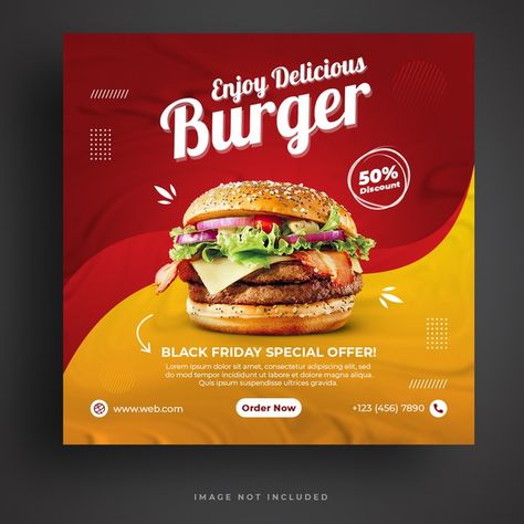 Black friday special social media banner... | Premium Psd #Freepik #psd #banner #brochure #flyer #food Burger Design, Burger Menu, Healthy Food Menu, Menu Flyer, Ayam Bakar, Food Banner, Vegan Italian, Burger Restaurant, Food Menu Design