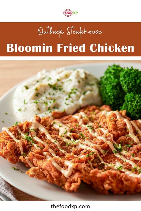 Outback Steakhouse Bloomin Fried Chicken recipe will be perfect for you if you want a flavorful and crispy chicken recipe. This chicken is easy to make with just a few pantry ingredients. Visit the THEFOODXP blog and check out the recipe. #outbacksteakhousebloominfriedchicken #outbacksteakhousebloominfriedchickenrecipe #outbacksteakhouserecipes #bloominfriedchicken #bloominfriedchickenrecipes Fried Chicken Recipe With Crisco, Copycat Outback Chicken, Blooming Chicken Recipe, Outback Chicken Recipe, Blooming Onion Chicken Recipe, Outback Steakhouse Copycat Recipes, Outback Blooming Chicken Recipe, Houlihans Stuffed Chicken Recipe, Pick Up Stix House Chicken Recipe