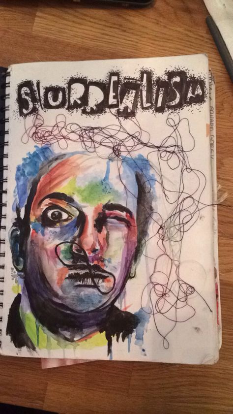 Title page Surrealism Gcse Sketchbook, Surrealism Sketchbook, Surrealism Title Page, Visual Art Diary Title Page, Surrealism Research Page, A Level Art Title Ideas, Art Book Title Page Ideas, Visual Arts Title Page, Nature Title Page