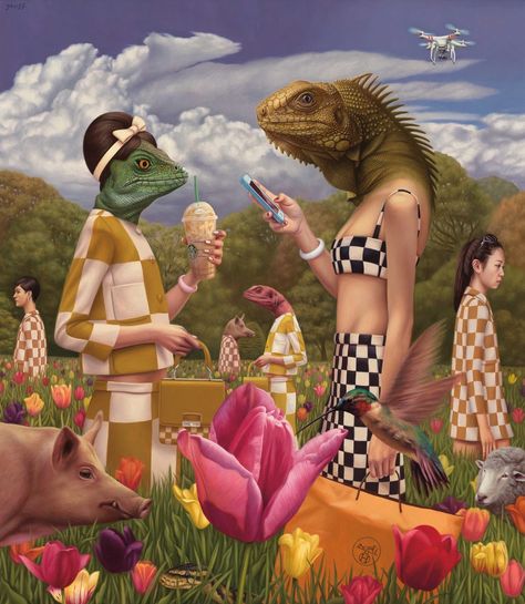 Alex Gross, Basic Art, Surealism Art, Frida Art, Arte Peculiar, Illustration Photo, Surrealism Painting, Pop Surrealism, Weird Art