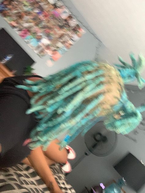 Blue And Blonde Locs, Dread Colors, Locs Dyed, Dreads Color, Locs Colors, Blue Locs, Dyed Locs, Blue Dreads, Loc Goddess