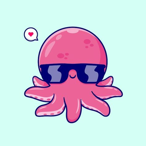 Catalyststuff | Freepik Cool Octopus, Glasses Cartoon, Vector Icons Illustration, Wearing Glasses, Art Stickers, Fashion Icon, Animal Fashion, Art Drawings Sketches Simple, Icon Illustration