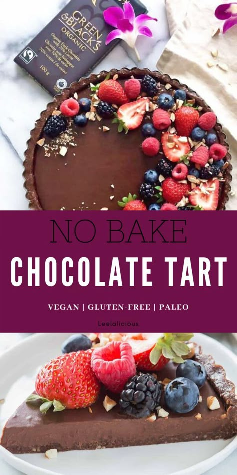 No Bake Chocolate Tart, Vegan Chocolate Tart, Healthy Tart, Mold Recipes, Nobake Dessert, Tart Vegan, Vegan Tarts, Chocolate Tarts Recipe, Mothers Day Desserts