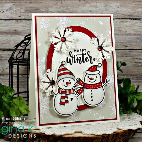 Company Christmas Cards, Create Christmas Cards, Christmas Cards Kids, Gina K Designs, Snowman Cards, Gina K, Christmas Card Inspiration, Happy Winter, Pinterest Blog