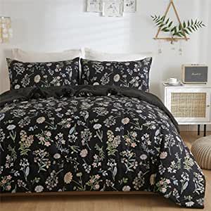 Dark Cozy Bedroom, Bedroom Ideas Romantic, Twin Size Comforter, Black Comforter, Floral Comforter Sets, Floral Bedding Sets, Floral Comforter, Bedroom Decor Inspiration, Flower Leaves