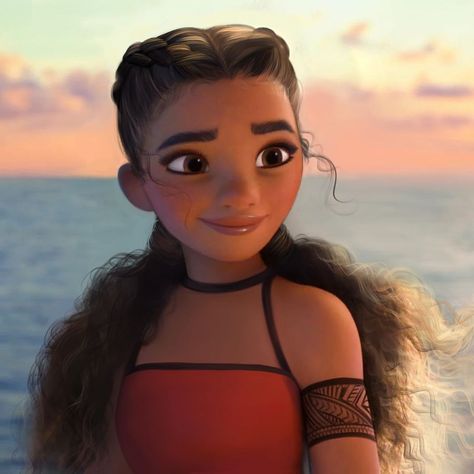 Digital artist Yudelmis "Yudie" San Emeterio is giving Disney characters modern glow-ups on TiKTok. Moana, The Ocean, A Girl, Long Hair, Disney, Hair