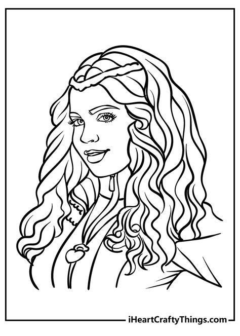 Descendants Coloring Pages The Descendants Movie, Descendants Coloring Pages, Famous Villains, Descendants Disney, Ninjago Coloring Pages, Evie Descendants, Purple Color Schemes, Kids Around The World, Green Color Schemes