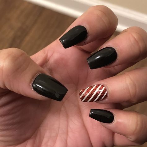 Black Candy Cane Nails, Candy Cane Nails, Black Candy, Nail Candy, Short Acrylic Nails, Black Nails, Candy Cane, Acrylic Nails, Candy