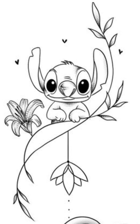 Stitch Small Tattoo, Stitch Tattoo Stencil, Disney Stitch Tattoo, Lilo And Stitch Tattoo, Stitch Coloring Pages, Surreal Tattoo, Stitch Tattoo, Lilo And Stitch Drawings, Coloring Pages Inspirational