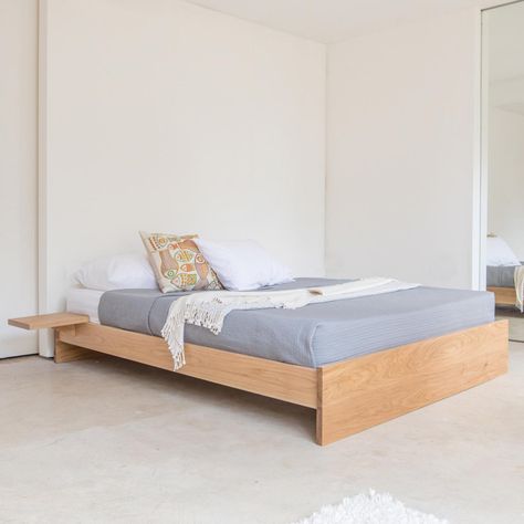 Bed Frame No Headboard, Platform Bed No Headboard, Bed No Headboard, Cama Closet, Wooden Bed Side Table, No Headboard, Bed Side Table Design, Bed Without Headboard, Attic Bed