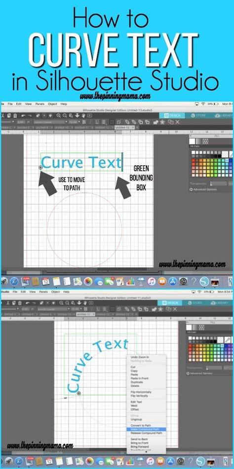 How to Make Text on a Path in Silhouette Studio {Silhouette Boot Camp: Lesson 3} – The Pinning Mama How To Curve Text In Silhouette, Silhouette Cameo Projects Beginner, The Pinning Mama, Silhouette Cameo Beginner, Silhouette Cameo Projects Vinyl, Mastered It, Silhouette Cameo Vinyl, Silhouette Cameo Crafts, Silhouette Cameo 4