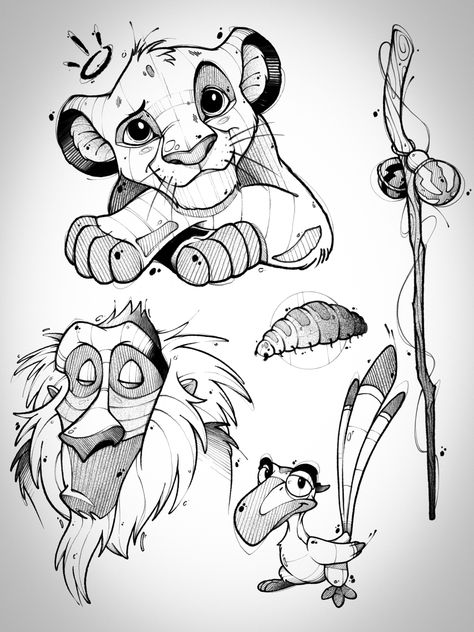 Disney Characters Tattoos, Lion King Tattoo, Disney Sleeve, Lion King Drawings, Disney Paintings, Clever Tattoos, Cartoon Character Tattoos, Creepy Tattoos, Disney Art Drawings