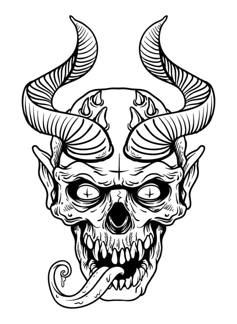 Horror Coloring Pages, Scary Halloween Coloring Pages, Scary Coloring Pages, Free Adult Coloring Printables, Coloring Pages For Grown Ups, Skull Coloring Pages, Adult Coloring Books Printables, Adult Colouring Printables, Handpoke Tattoo