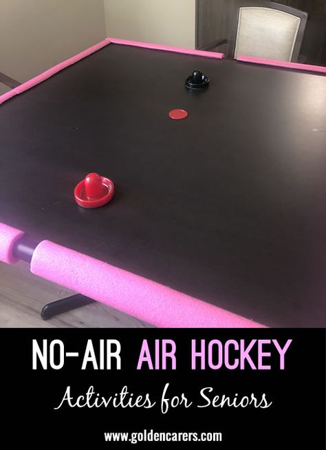 No-Air Air Hockey: Turn any regular table into an air hockey-like game, minus the air, with these straightforward steps: Activities For Seniors, Primary Games, Therapeutic Recreation, Nursing Home Activities, Pe Activities, Air Hockey Table, Exercise Activities, Elderly Activities, Activity Director