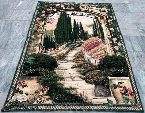 5x6 Vintage Tapestry, French Tapestry, Floral Tapestry, Room Wall Hanging, Medieval Tapestry, Pictorial Tapestry Bedroom Décor 197 x 139 cm Handknotted Rugs, French Tapestry, Medieval Tapestry, Aubusson Rugs, Modern Kilim, Vintage Tapestry, Floral Tapestry, Wool Kilim Rug, Luxury Rug