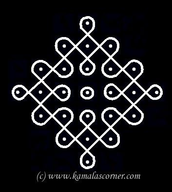 7 - 1 parallel dots (Neer Pulli) Kolam. Geometric Art Easy, Muggulu Design Simple With Dots, Pulli Kolam Design, Art Easy Ideas, Melika Muggulu, Indian Rangoli Designs, Dots Kolam, Easy Rangoli Designs Videos, Pulli Kolam