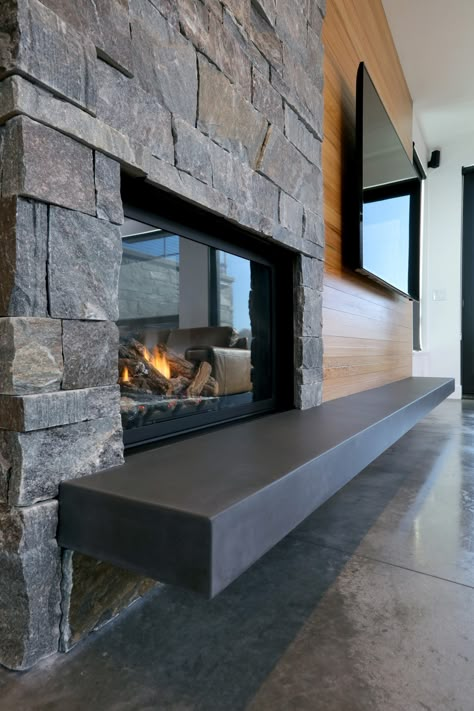 Fireplace Surrounds - Feel Right at Home with a Concrete Fireplace Floating Hearth, Concrete Hearth, Remodel Farmhouse, Floating Fireplace, Wood Stove Fireplace, Fireplace Tv Wall, Concrete Fireplace, Living Room Decor Fireplace, Fireplace Hearth